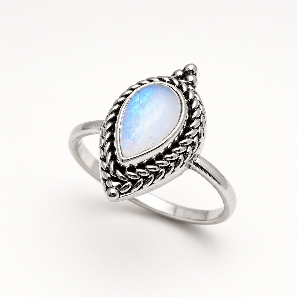 Anillo gota piedra luna — ECLAIRE