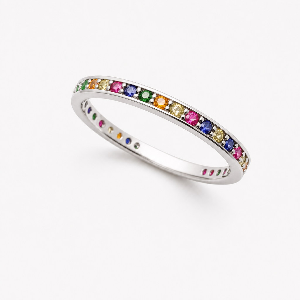 Anillo sin fin circonias colores — ECLAIRE