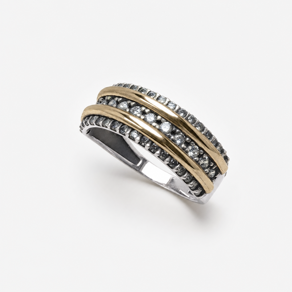 Anillo dos tonos pavé — ECLAIRE