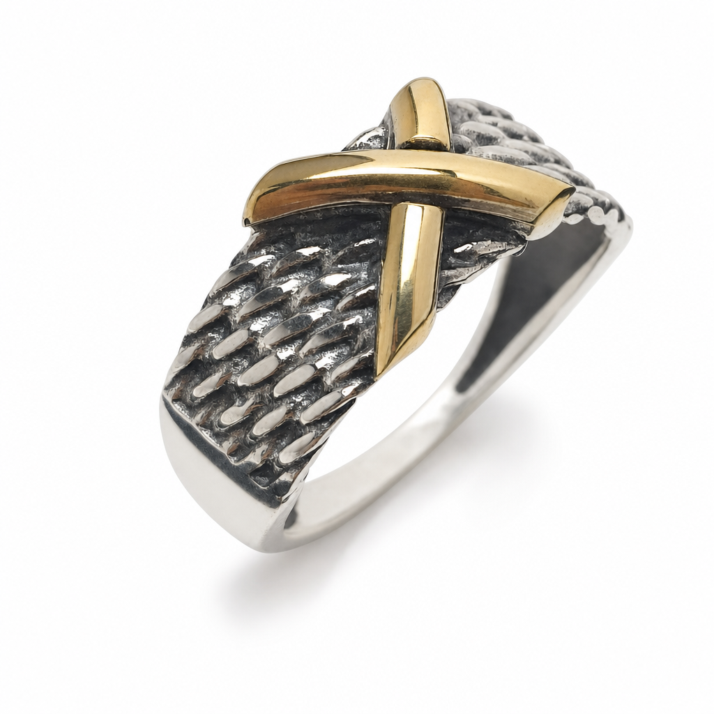 Anillo cruz cuerda dos tonos — ECLAIRE