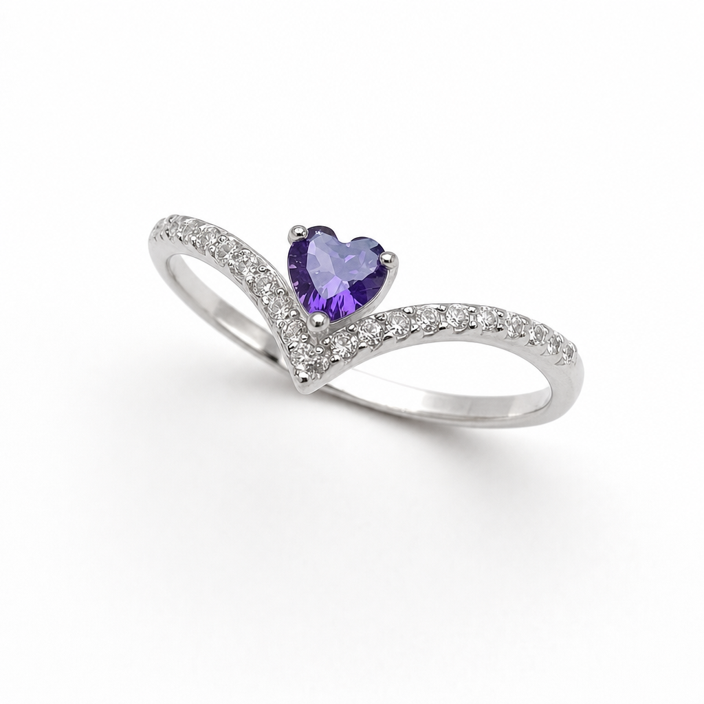 Anillo corazon valentino amatista — ECLAIRE